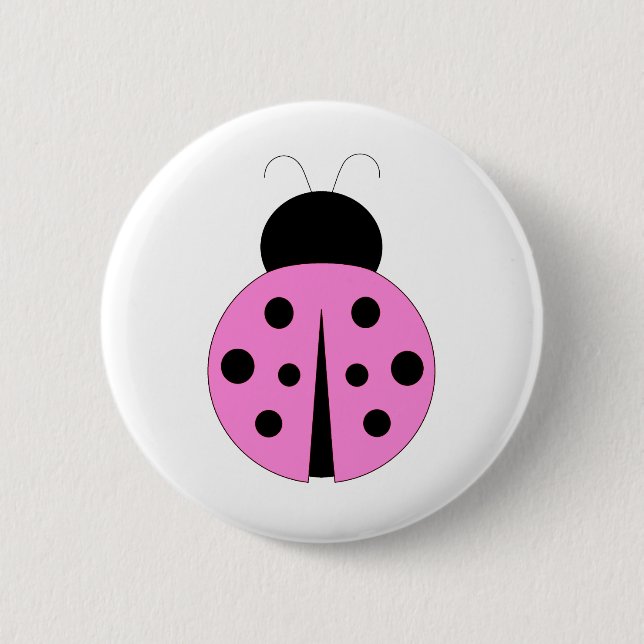 Pink and Black Ladybug Button (Front)