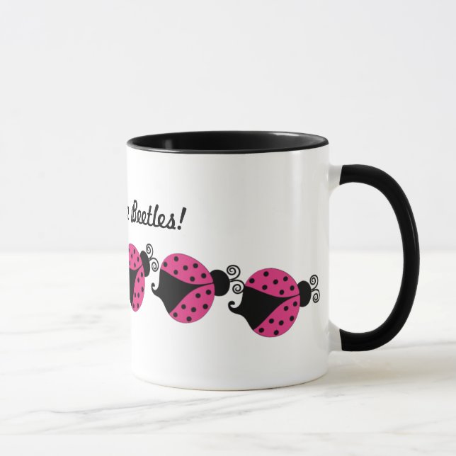 Pink and Black Ladybug Coffee Mug (Right)