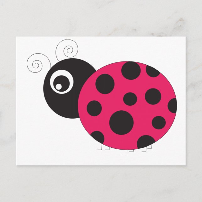 Pink and Black Ladybug Faded Postcard (Front)