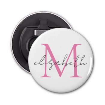 Pink And Black Large Monogram Bottle Opener by jozanehouse at Zazzle