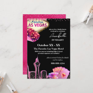 Pink and Black Las Vegas Skyline Invitation