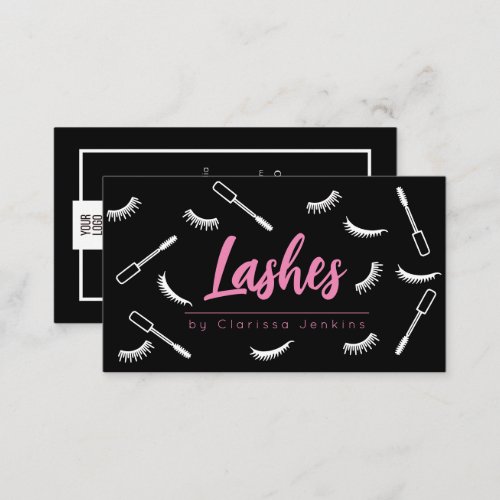 Pink and Black Lashes Eyelash Extensions makeup Business Card