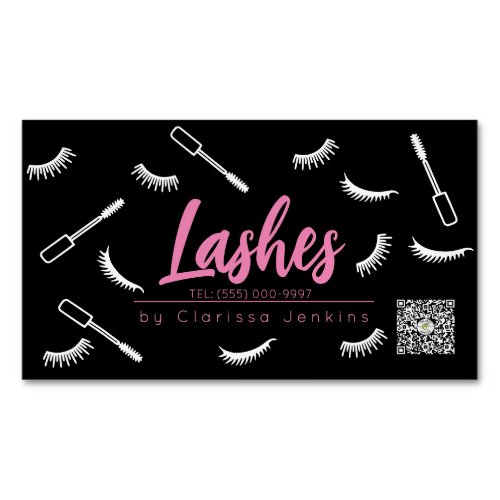 Pink and Black Lashes Eyelash Extensions makeup Business Card Magnet