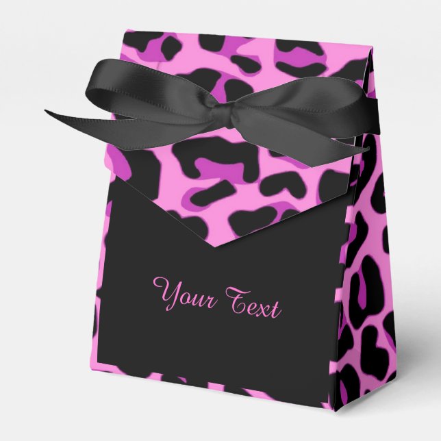 Pink and Black Leopard Favor Boxes (Front Side)