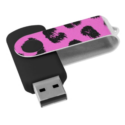 Pink and Black Leopard Fur Pattern USB Flash Drive