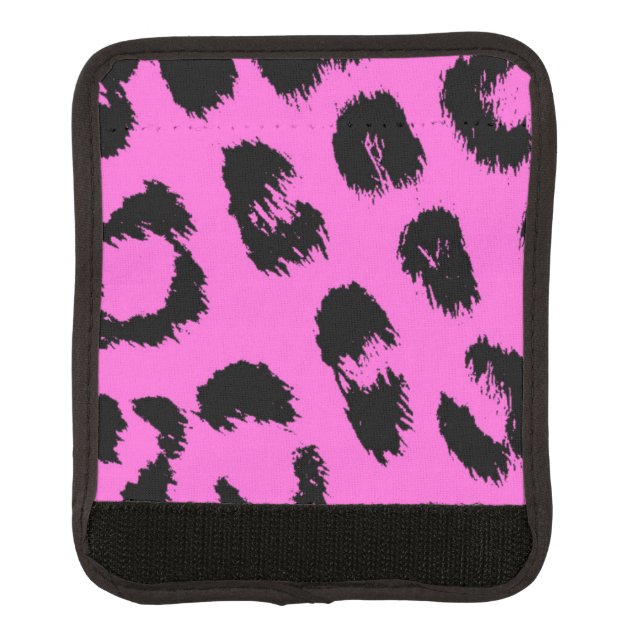 Pink and Black Leopard Pattern Luggage Handle Wrap (Front)