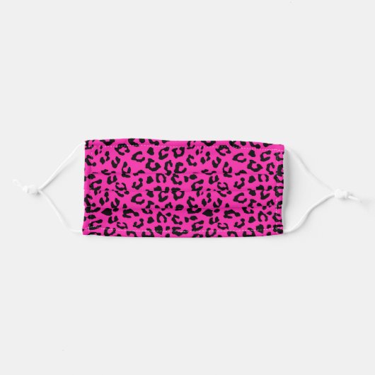 Pink and Black Leopard Print Adult Cloth Face Mask (Front, Folded)