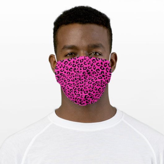 Pink and Black Leopard Print Adult Cloth Face Mask (Worn)