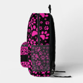 Pink and Black Leopard Print and Paws Personalized Printed Backpack (Right)