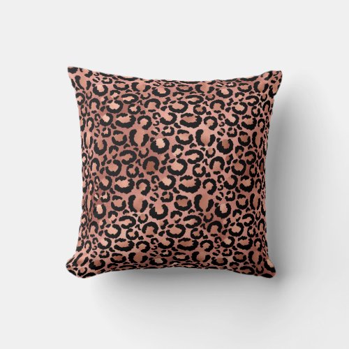 Pink and Black Leopard Print Decoupage Throw Pillow