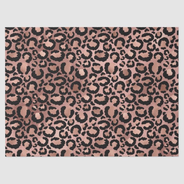 Pink and Black Leopard Print Decoupage Tissue Paper (Front)