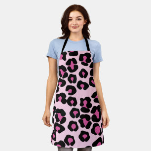Pink and Black Leopard Print Pattern Apron