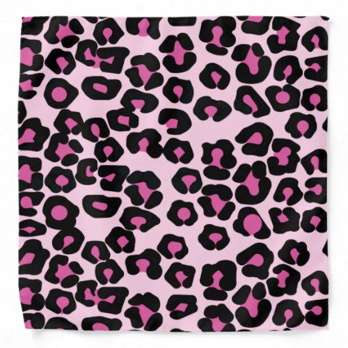 Pink and Black Leopard Print Pattern  Bandana