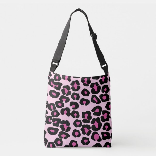 Pink and Black Leopard Print Pattern  Crossbody Bag (Front)
