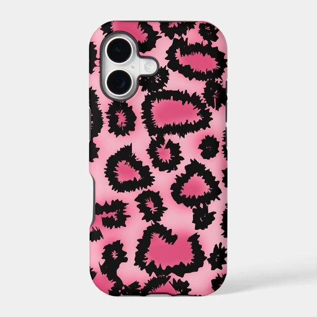 Pink and Black Leopard Print Pattern. Iphone Case (Back)