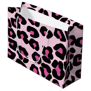 Pink and Black Leopard Print Pattern Large Gift B Bag