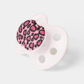 Pink and Black Leopard Print Pattern. Pacifier (Front Right)