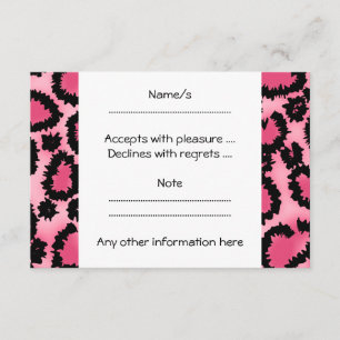 Pink and Black Leopard Print Pattern. RSVP Card