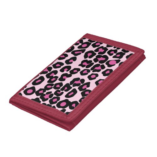 Pink and Black Leopard Print Pattern  Trifold Wallet