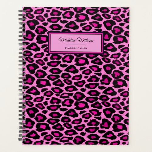 Pink and Black Leopard Print  Personalized Planner