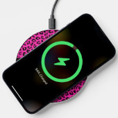 Pink and Black Leopard Print Personalized Wireless Charger (Phone)