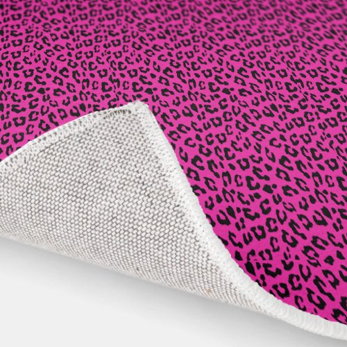 Pink and Black Leopard Print Rug
