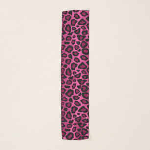 Pink and Black Leopard Print Scarf