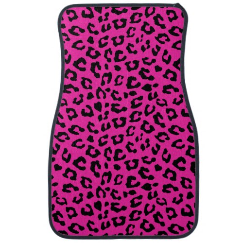 Pink and Black Leopard Print Spots Car Floor Mat