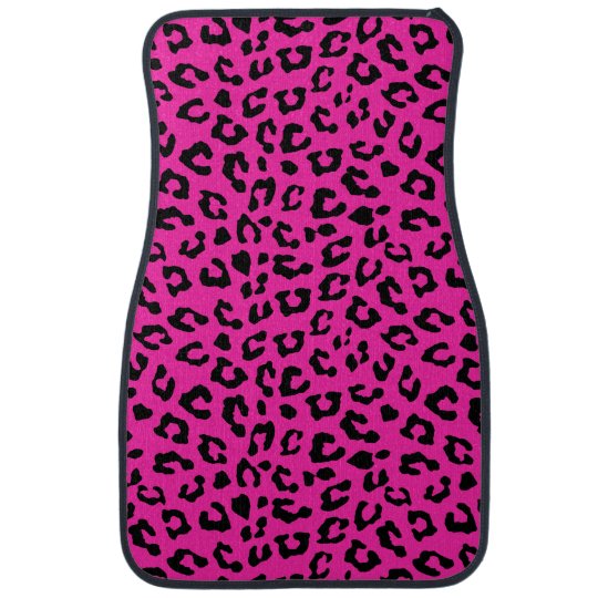 Pink and Black Leopard Print Spots Car Floor Mat