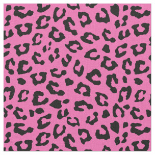 Pink and Black Leopard Print Fabric | Zazzle