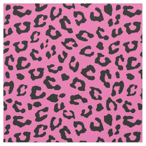 Pink and Black Leopard Print Spots Fabric | Zazzle