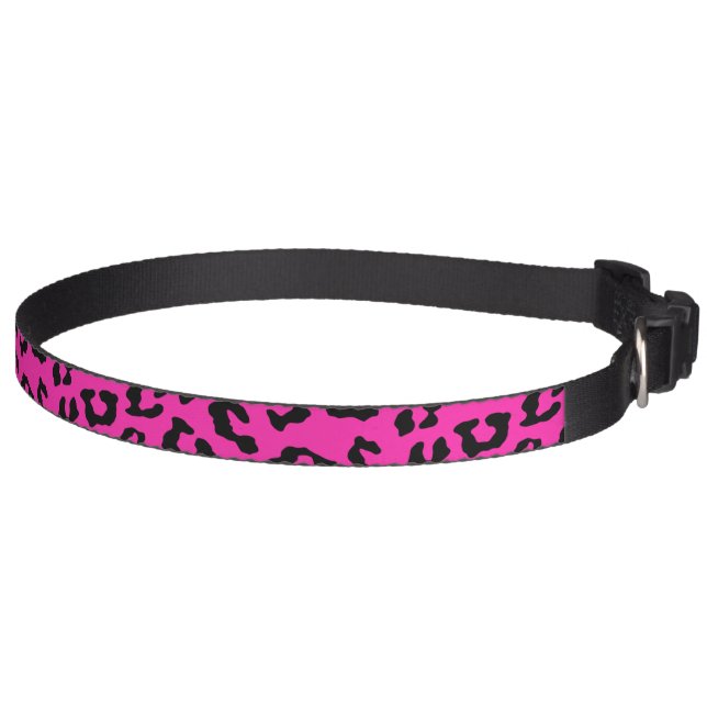 Pink and Black Leopard Print Spots Pet Collar (Right)