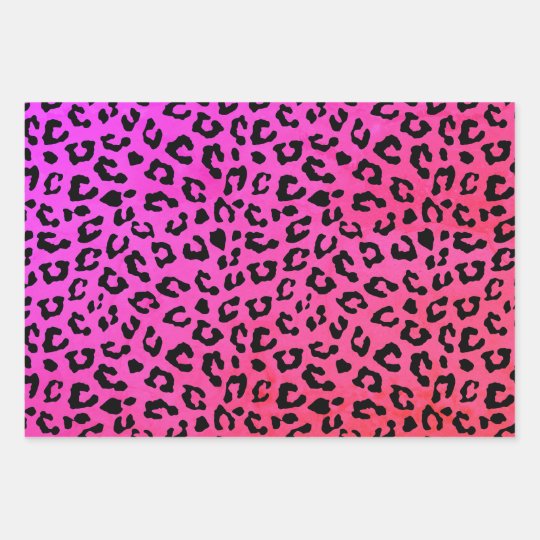 Pink and Black Leopard Print Wrapping Paper Sheets | Zazzle.com