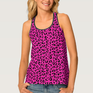 Pink and Black Leopard Spot Prints Tank Top