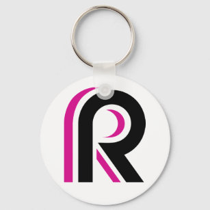 Pink And Black Letter R Keychain