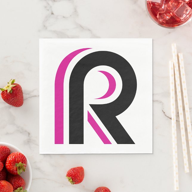 Pink And Black Letter R Napkins (Creator Uploaded)