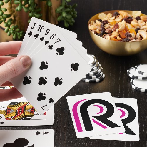 Pink And Black Letter R Playing Cards