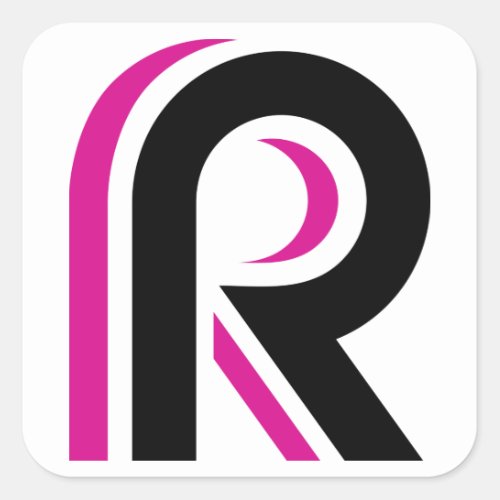 Pink And Black Letter R Square Sticker