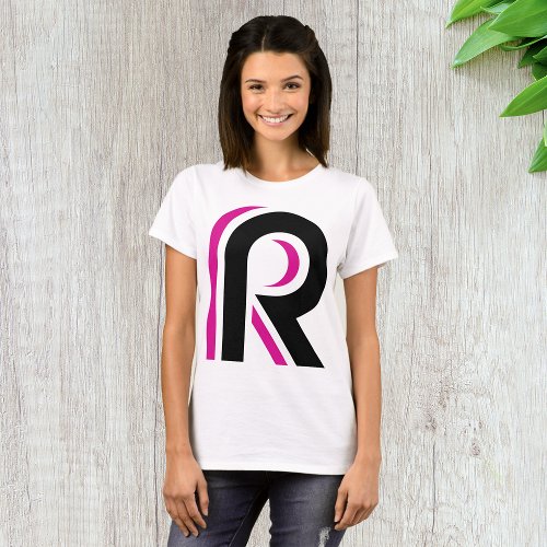 Pink And Black Letter R T_Shirt
