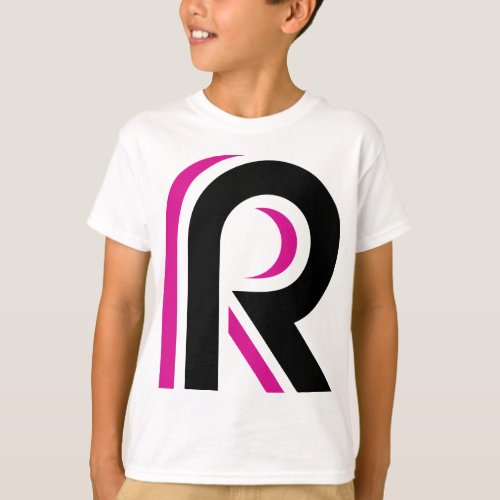 Pink And Black Letter R T_Shirt