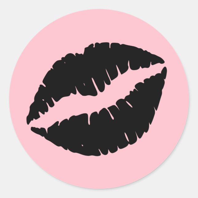 Pink and Black Lips Classic Round Sticker (Front)