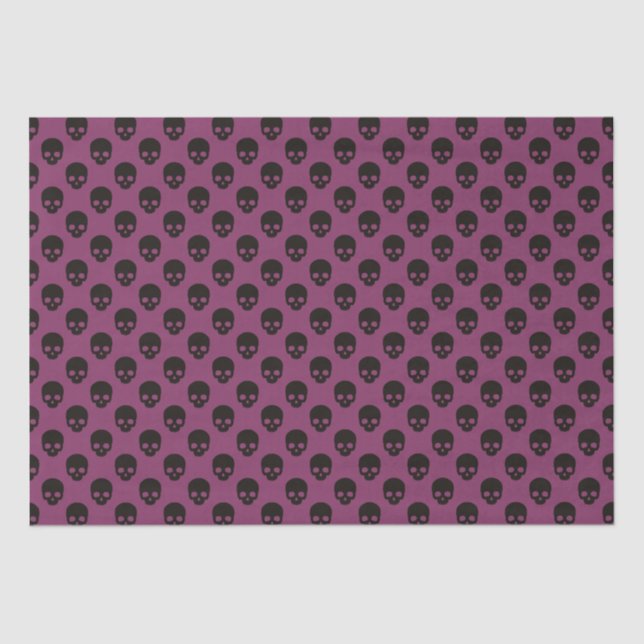 Pink and Black Little Skulls Pattern Halloween Tissue Paper (Front)