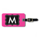 Pink and black luggage tag | Personalize monogram