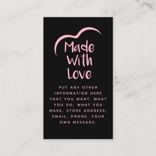 Pink and black made with love heart Silhouette Enclosure Card