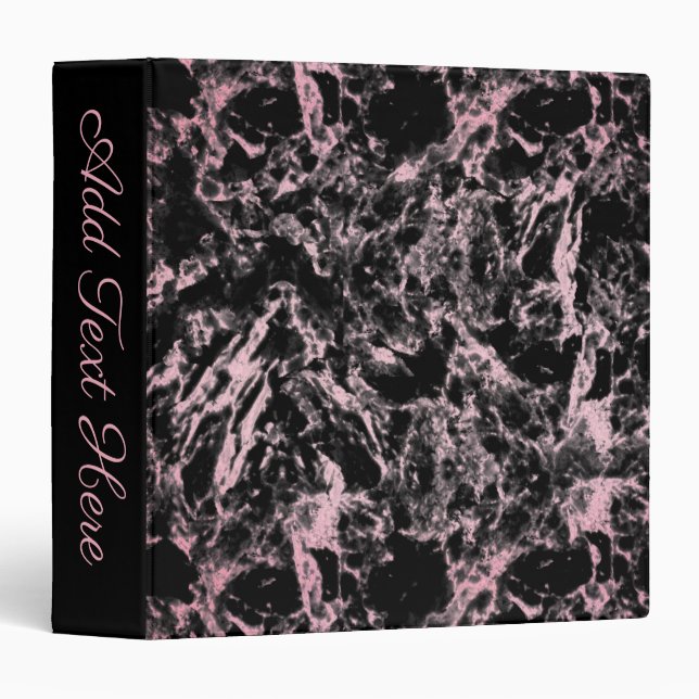 Pink and Black Marble  3 Ring Binder (Front/Spine)