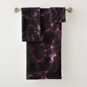 Pink and Black Marble abstract Bath Towel Set