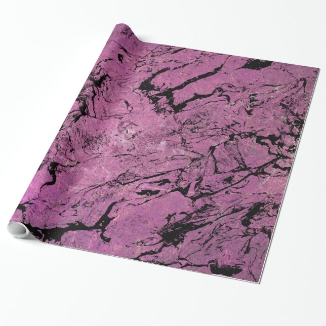 pink and black marble abstract design wrapping paper (Unrolled)