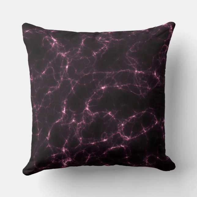Pink and Black Marble abstract Throw Pillow (Back)
