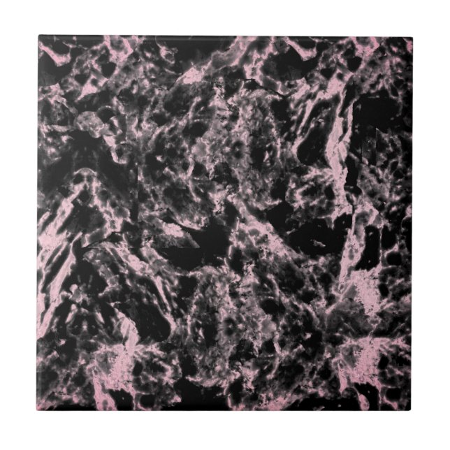 Pink and Black Marble  Ceramic Tile (Front)