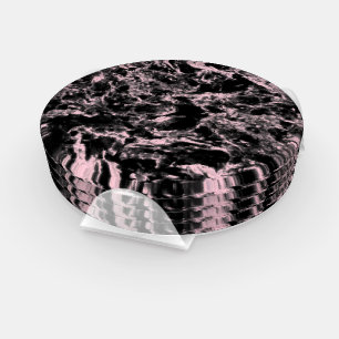 Pink and Black Marble Coaster Set
